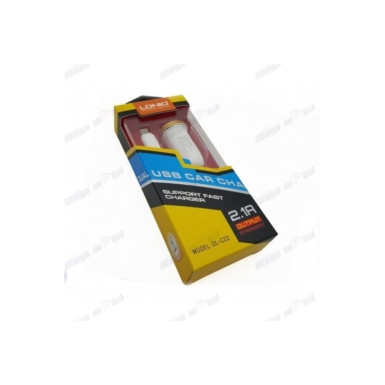 Polnac 12V/24V iPhone LDNIO DL-C22 dual USB 2.1A White