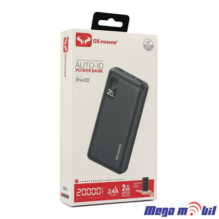 Baterija eksterna 20000mAh Ox Power PW20 black