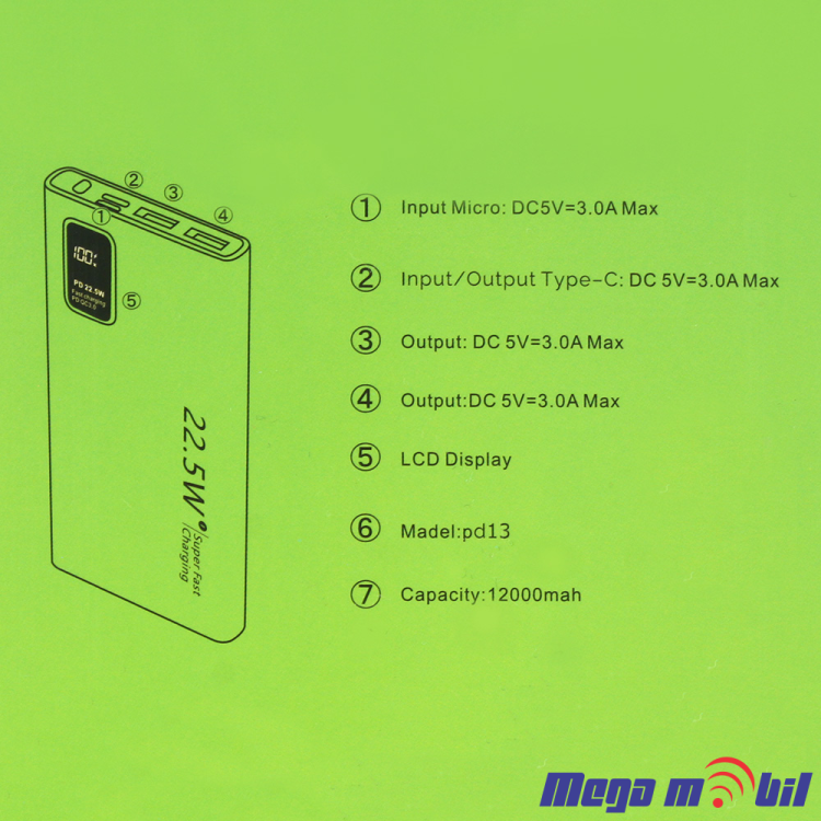 Baterija eksterna 10000mAh Ox Power PD13 FAST+PD white