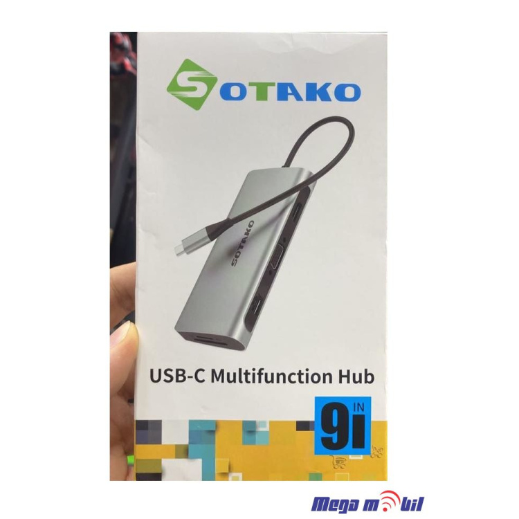 Adapter Type C to HDMI (4K@30Hz)+VGA+RJ45+3xUSB3.0+SD/TF(3.0)+PD 100W ST-C0901 (9 in 1)