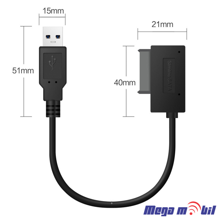 Adapter USB 3.0 na SATA 7+6 13pin za laptop opticki ured