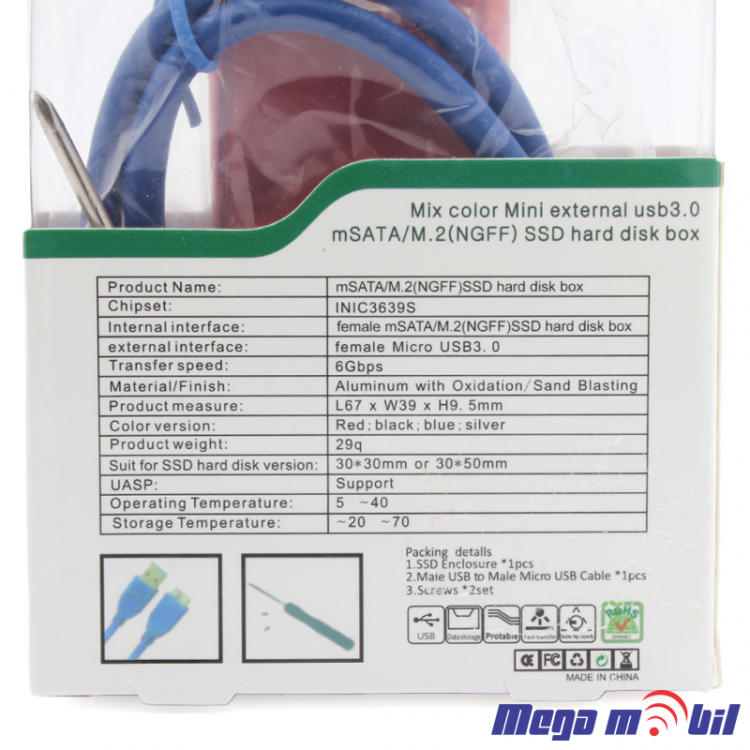 Adapter m.2 SSD na USB crn