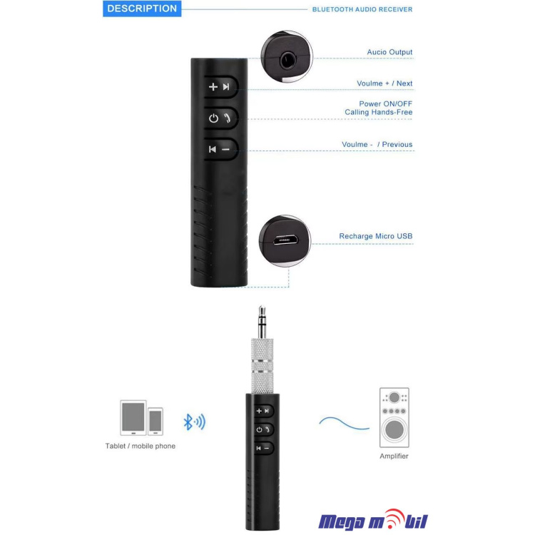 Wireless Car Bluetooth receiver 3.5mm B09