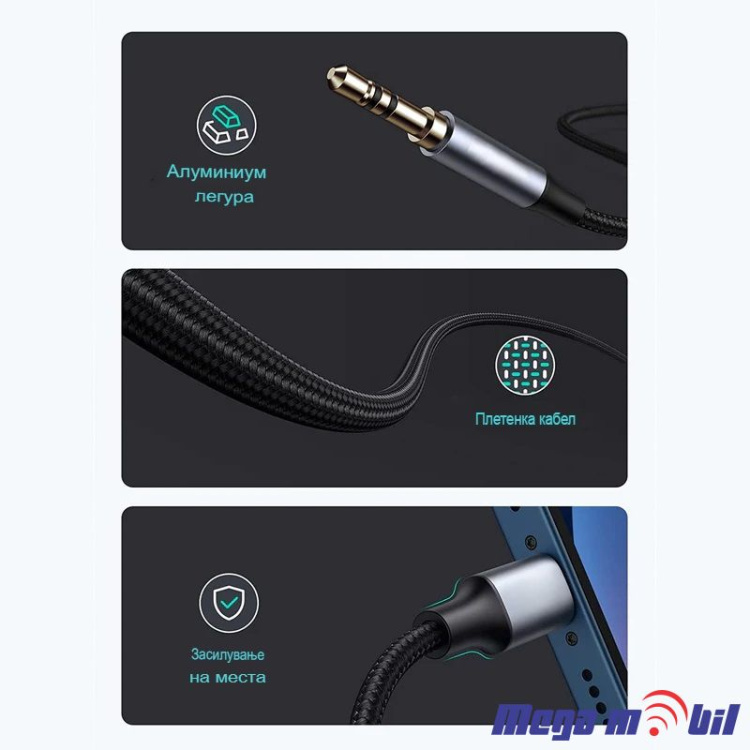 Kabel Pluginn 3.5mm na Type C 1m black