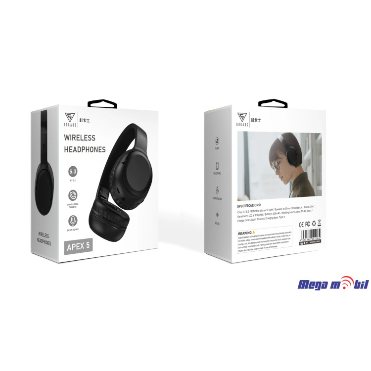 Slusalki Bluetooth APEX 5 black