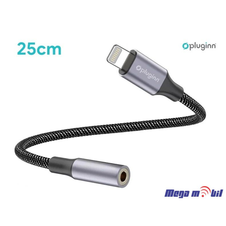 Kabel Pluginn iPhone na 3.5mm zenski za slusalki 25cm black