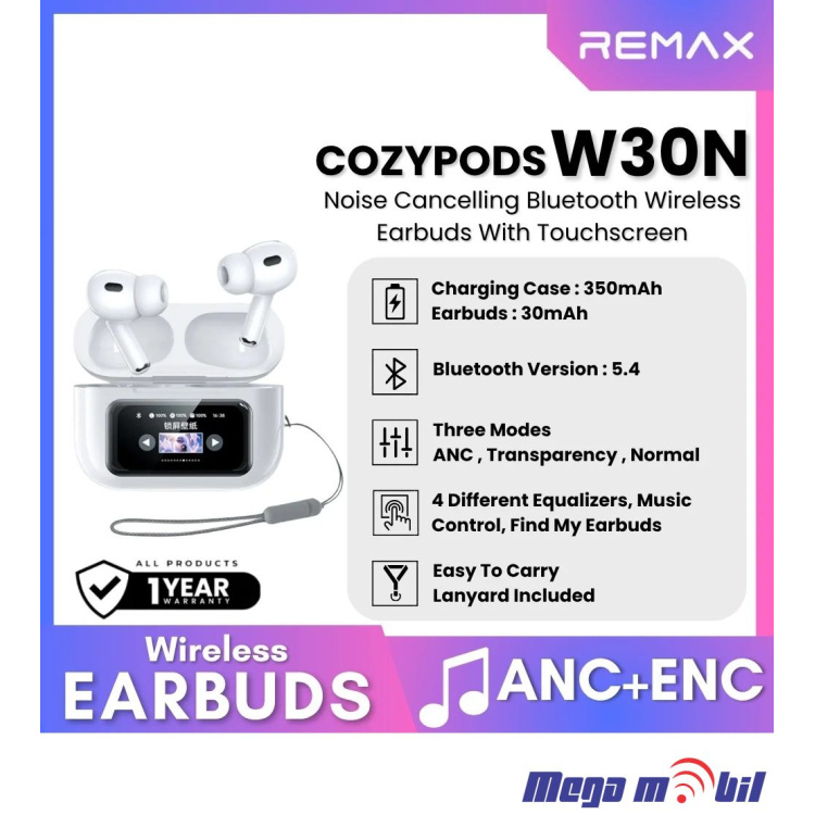 Slusalki Bluetooth REMAX CozyPods W30N white