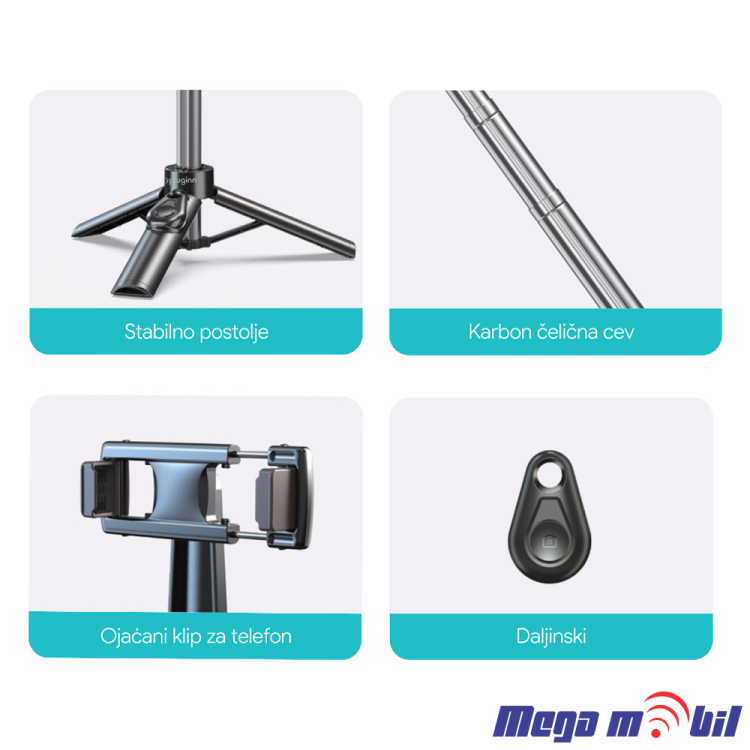 Tripod + Selfie stick Pluginn Pl-01