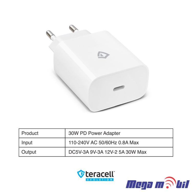 Polnac 220V iPhone Teracell Evolution TC-18 PD 30W white 