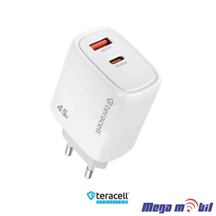 Polnac 220V Type C Teracell Evolution TC-19, GaN, QC, PD, 45W white