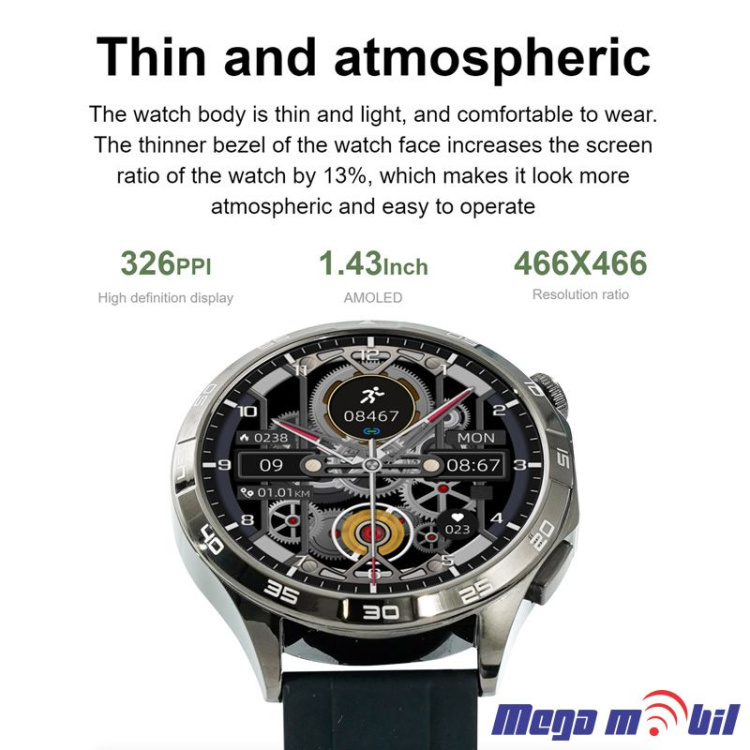 Smart Watch DT4 black (silikonsko remce)