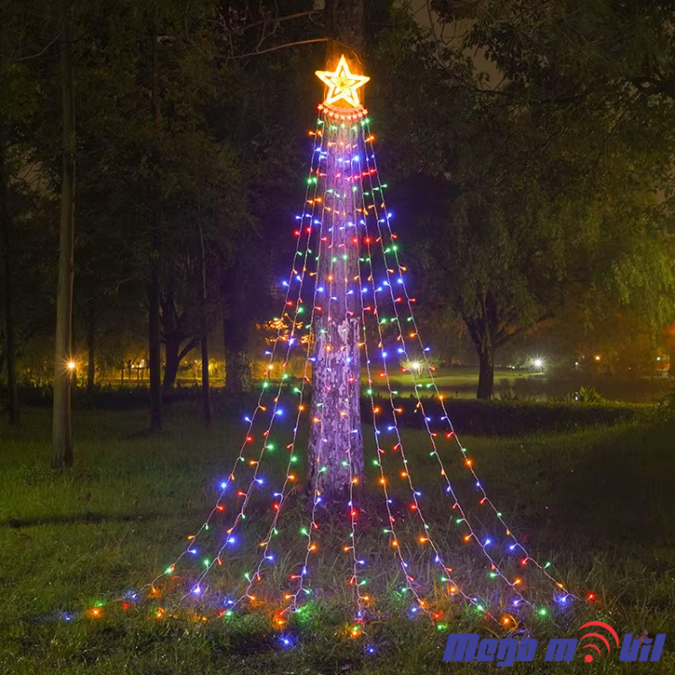 Novogodisen ukras LED sijalicki so zvezda RGB