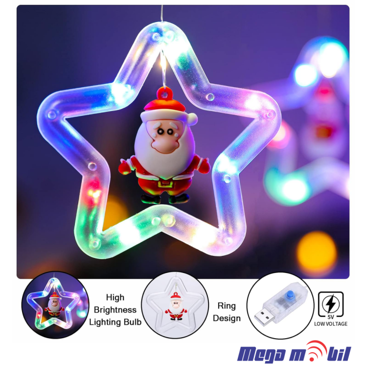 Novogodisen ukras LED zvezdi RGB so dalecinsko