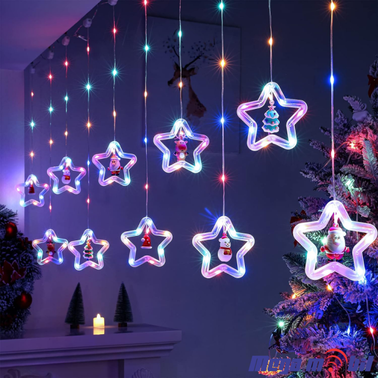 Novogodisen ukras LED zvezdi RGB so dalecinsko