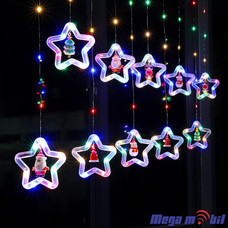 Novogodisen ukras LED zvezdi RGB so dalecinsko