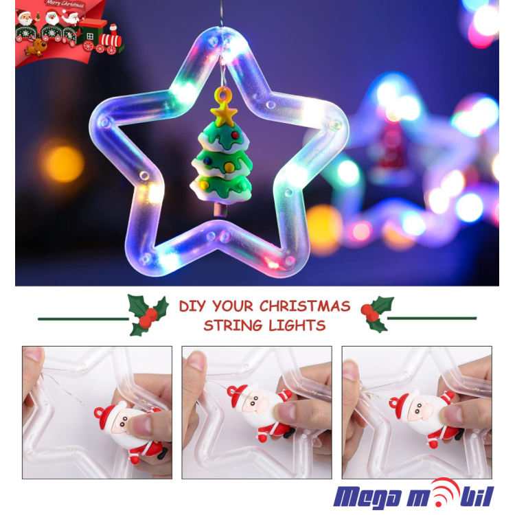 Novogodisen ukras LED zvezdi RGB so dalecinsko