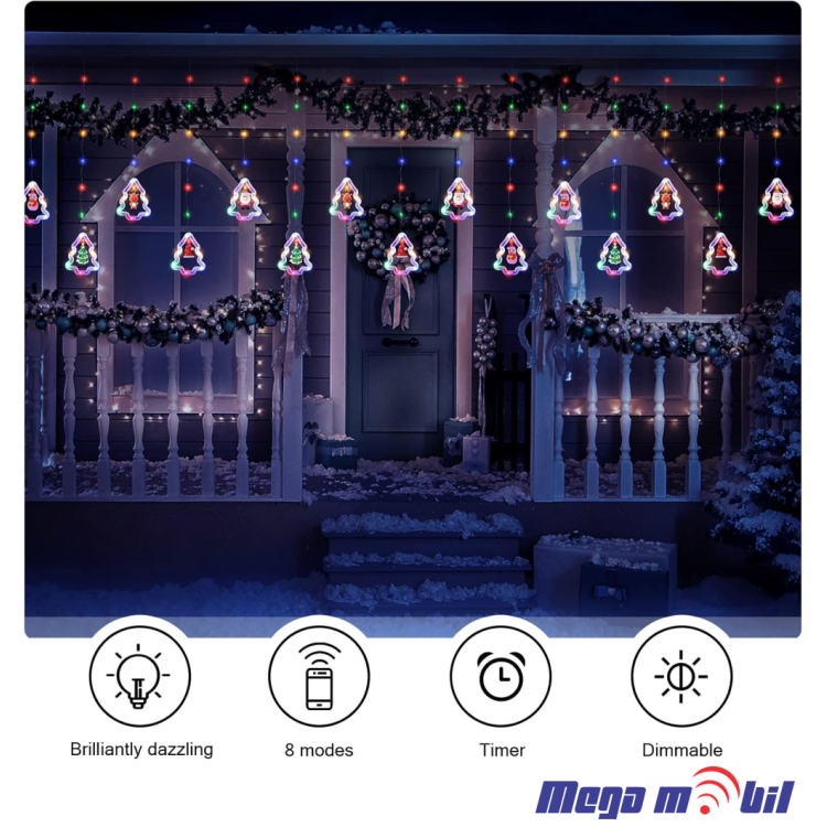 Novogodisen ukras LED elki RGB so dalecinsko