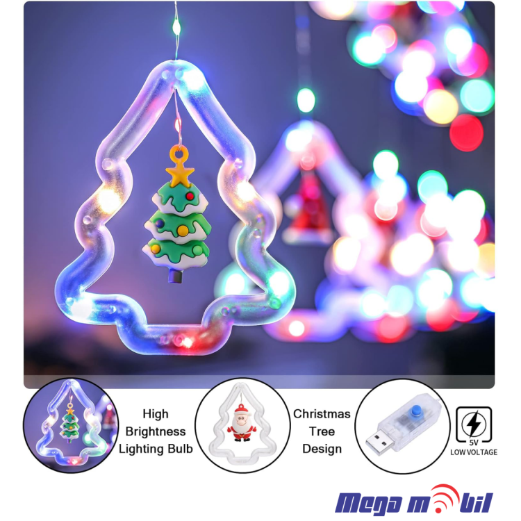 Novogodisen ukras LED elki RGB so dalecinsko