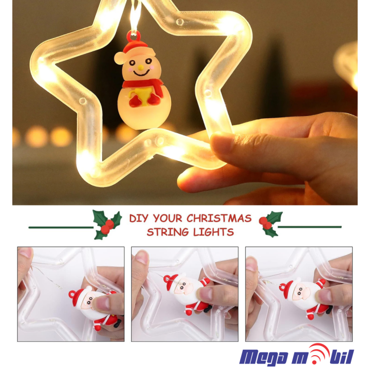 Novogodisen ukras LED zvezdi toplo zolta so dalecinsko