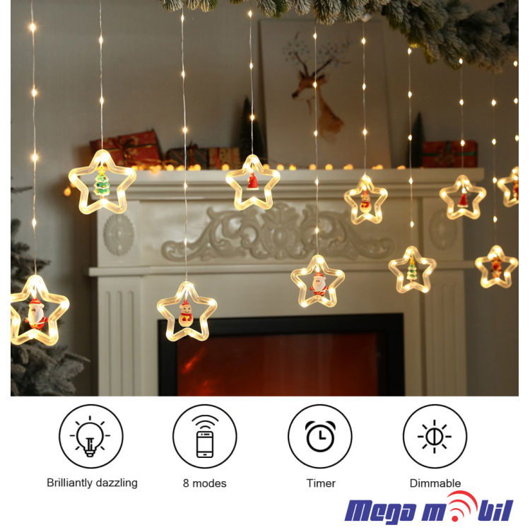 Novogodisen ukras LED zvezdi toplo zolta so dalecinsko