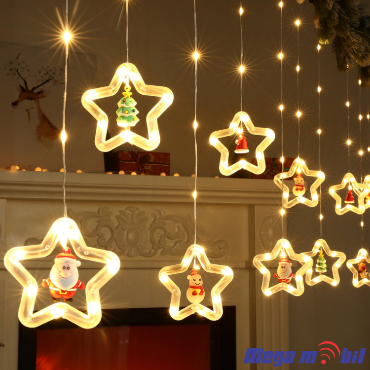 Novogodisen ukras LED zvezdi toplo zolta so dalecinsko