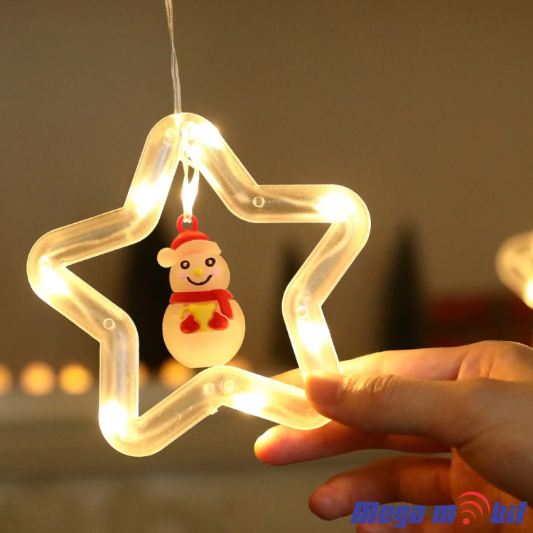 Novogodisen ukras LED zvezdi toplo zolta so dalecinsko