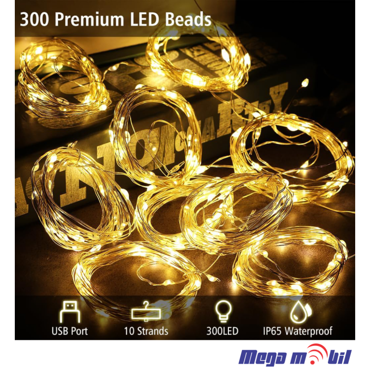 Novogodisen ukras LED sijalicki zavesa 3m*3m toplo zolta so dalecinsko