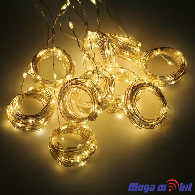 Novogodisen ukras LED sijalicki zavesa 3m*3m toplo zolta so dalecinsko