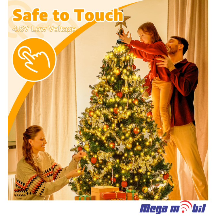 Novogodisen ukras LED sijalicki za elka toplo zolta 3m