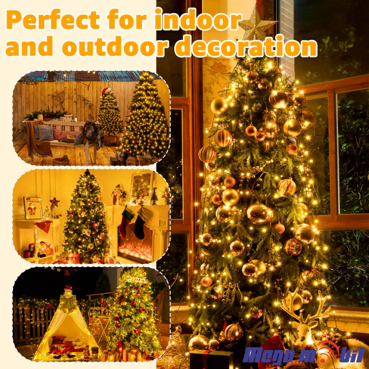 Novogodisen ukras LED sijalicki za elka toplo zolta 3m