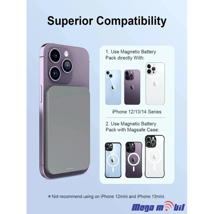 Baterija eksterna 5000mAh Magnetic Wireless