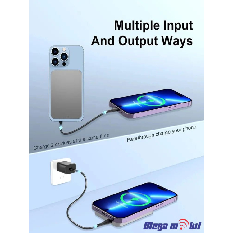 Baterija eksterna 5000mAh Magnetic Wireless