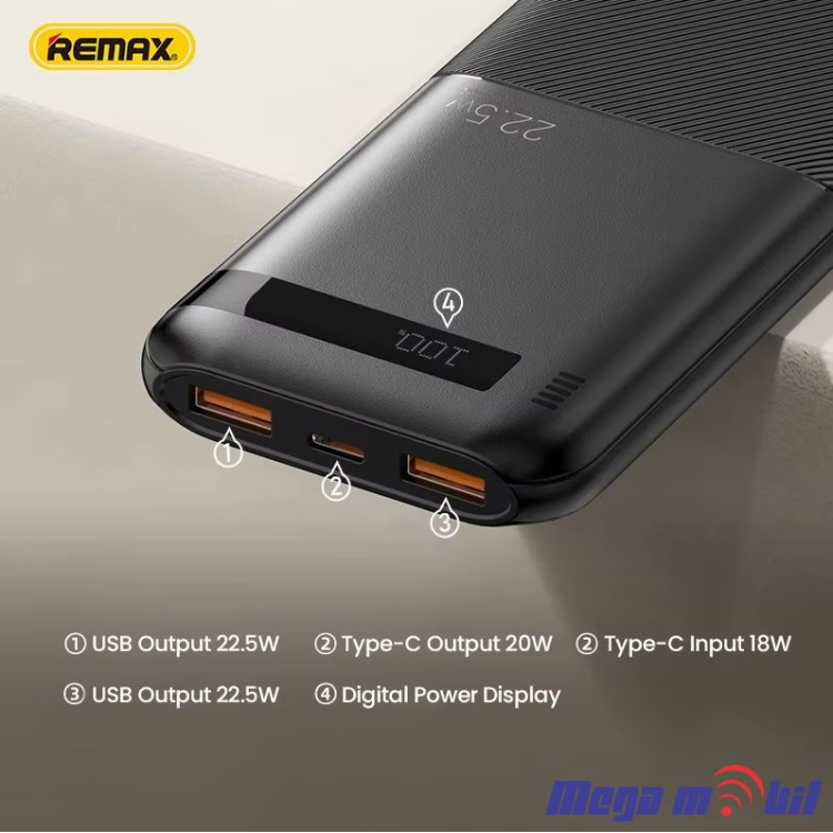 Baterija eksterna 10000mAh REMAX Piloteer RPP-71 FAST 22.5W+PD 20W black