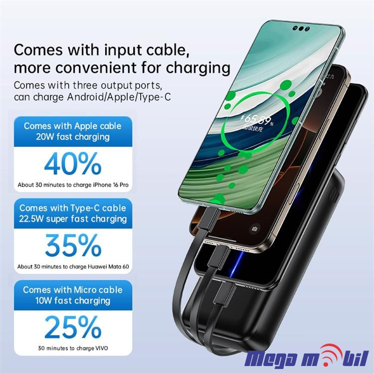 Baterija eksterna 10000mAh REMAX FCP-1 FAST 22.5W+PD 20W white