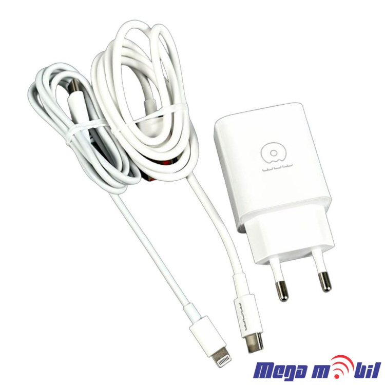 Polnac 220V iPhone/Type C PD WUW-T101 PD20W+QC18W so dva kabli