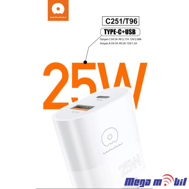 Polnac 220V Type C WUW-T96 PD 25W+QC 18W