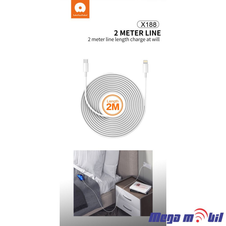 Data Kabel iPhone PD WUW-X188 27W 2m FAST white
