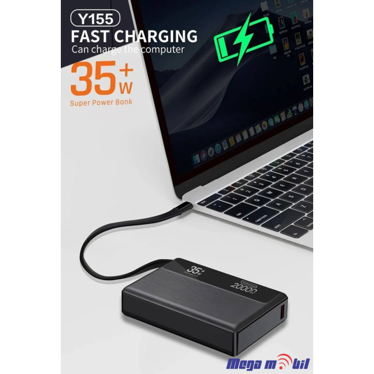 Baterija eksterna 20000mAh WUW-Y155 FAST+PD 35W black