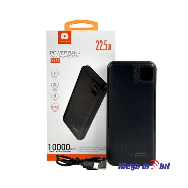 Baterija eksterna 10000mAh WUW-Y137 FAST+PD 22.5W black