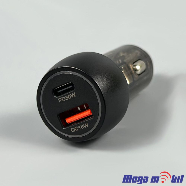 Polnac 12V/24V Type C PD WUW-T103 PD 30W+QC 18W black