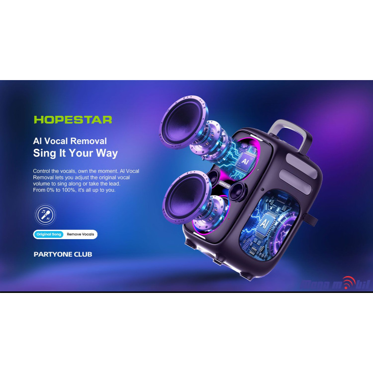 Zvucnik Bluetooth Karaoke Hopestar PARTYONE CLUB so 2 mikrofona black