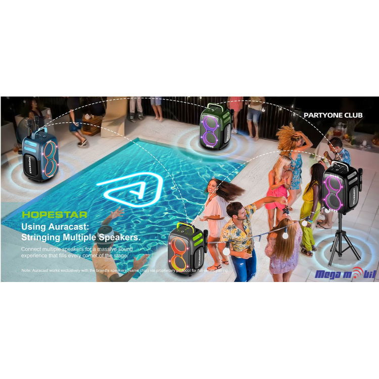 Zvucnik Bluetooth Karaoke Hopestar PARTYONE CLUB so 2 mikrofona black