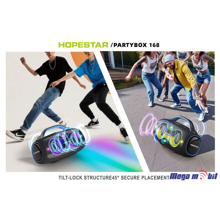 Zvucnik Bluetooth Karaoke Hopestar PARTYBOX 168 so 2 mikrofona black