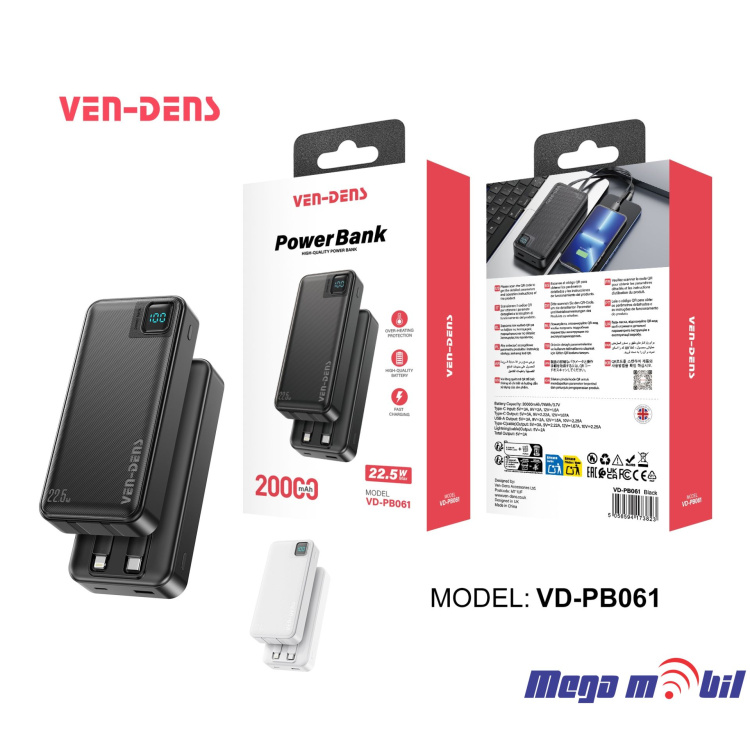 Baterija eksterna 10000mAh VD-PB061 black