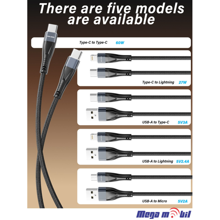 Data Kabel iPhone PD FAST VD-DC19CL 27W 1m black