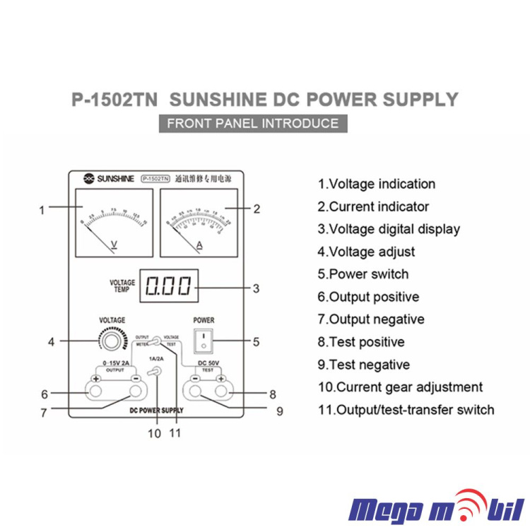 Napojuvanje P-1502TN 15V 2A digital plus analog