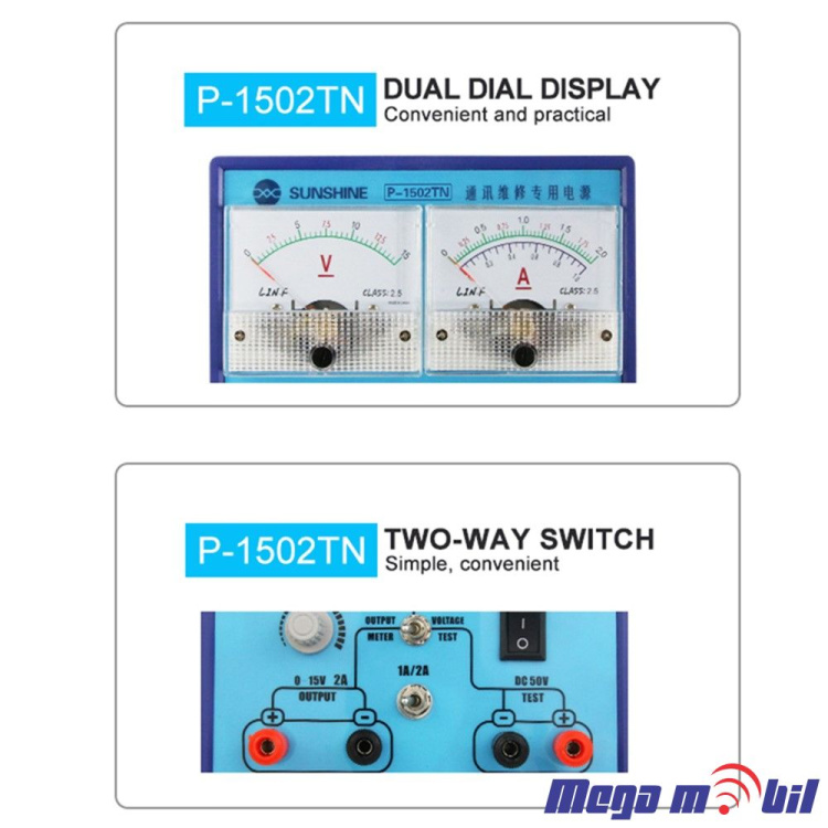 Napojuvanje P-1502TN 15V 2A digital plus analog