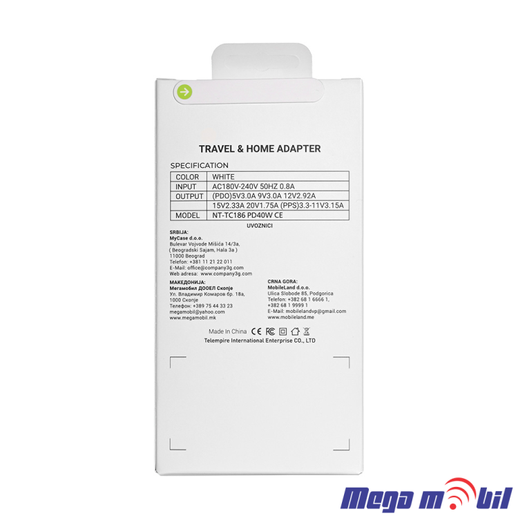 Polnac 220V iPhone PD 40W so kabel FAST 17 series