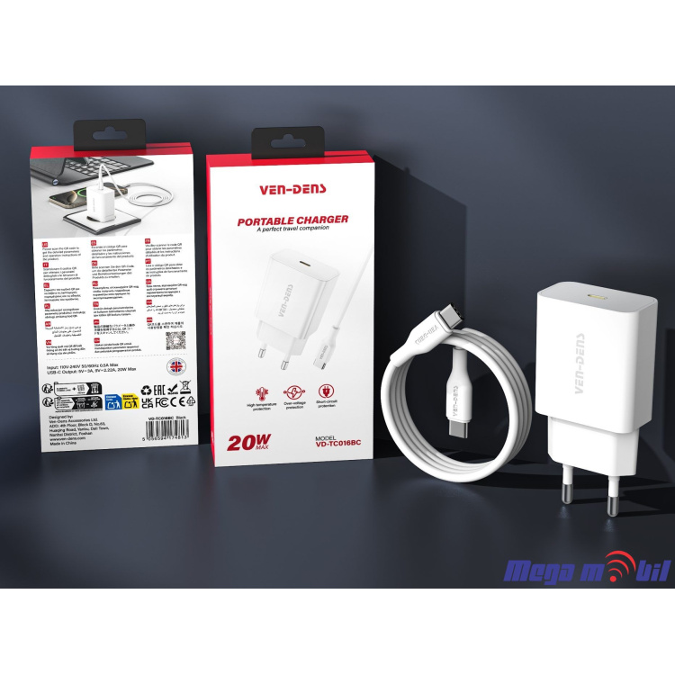 Polnac 220V Type C VD-TC016BC+DC20CC PD 20W white