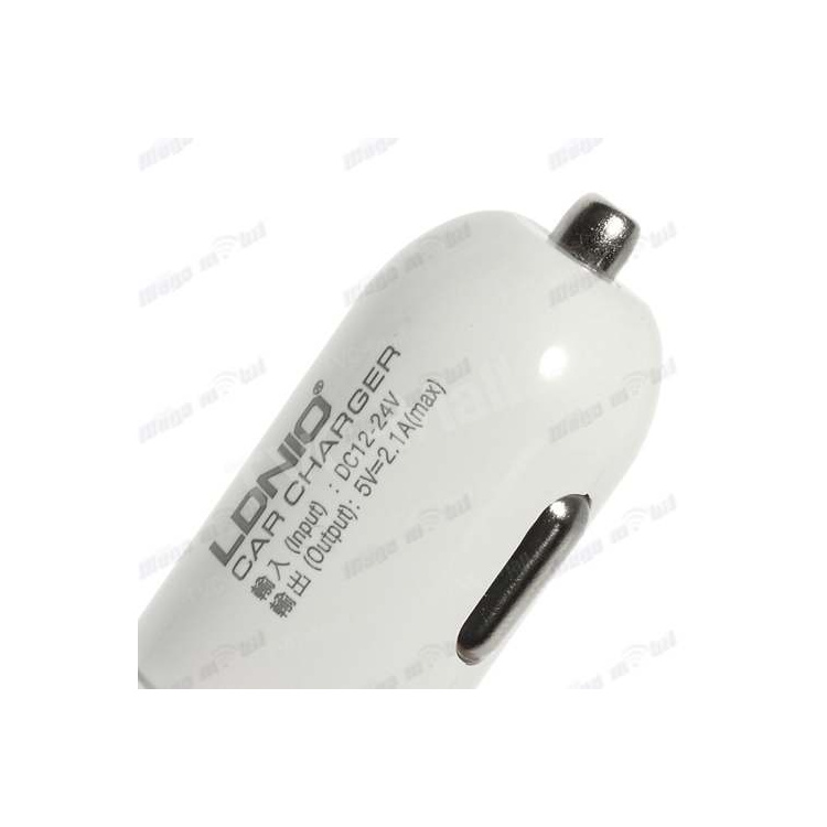 Polnac 12V/24V iPhone LDNIO DL-C22 dual USB 2.1A White